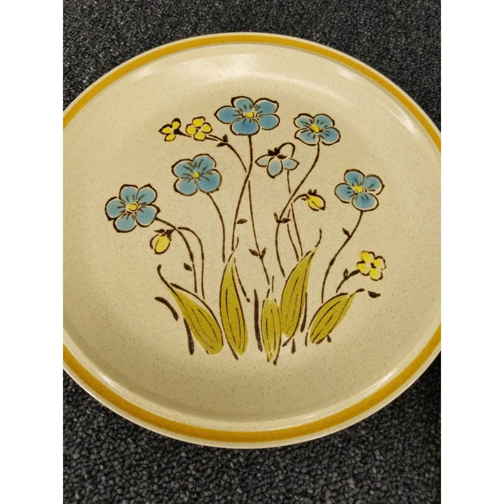 3 pcs Hearthside Dinner Plates Cream Blue Highland Flowers Garden Festival Japan